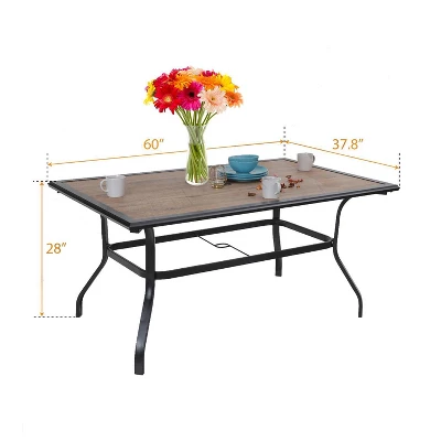 7pc Patio Dining Set With Rectangular Table With Umbrella Hole & Chairs - Captiva Designs 6 7pc Patio Dining Set With Rectangular Table With Umbrella Hole & Chairs - Captiva Designs - Image 4