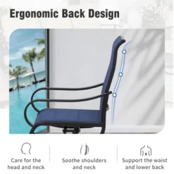 Captiva Designs 8pc Patio Dining Set With Rectangular Steel Table & Padded Sling Swivel Chairs & Market Umbrella -Furniture GUEST 0ed9973e 9e29 4d97 843e cde7f21e3418