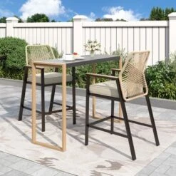 Captiva Designs 1pc Patio Outdoor Dining Rectangle Steel Bar Table With Steel Frame -Furniture GUEST 0f897614 41e6 4b34 bec1 f272076d299d 1