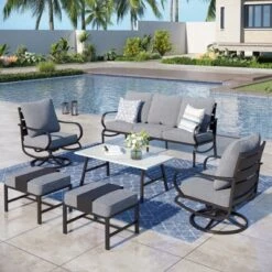 Captiva Designs 6pc Metal Patio Furniture Conversation Set With Swivel Chairs And Ottomans For Garden Porch Backyard 26 Captiva Designs 6pc Metal Patio Furniture Conversation Set With Swivel Chairs And Ottomans For Garden Porch Backyard -Furniture GUEST 0fc69a0e 5579 4b15 8972 537f7feaa303
