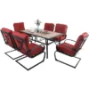 7pc Patio Dining Set With Rectangular Table With Umbrella Hole & Spring Motion Chairs - Burgundy - Captiva Designs -Furniture GUEST 0ff51eac 16d5 4c21 ab62 c60cf3e3cb05