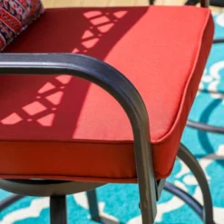 3pc Outdoor Bar Set With Swivel Stools & Square Metal Table With Umbrella Hole - Captiva Designs -Furniture GUEST 0ffc6c64 c3ee 4214 bbec 0bee0370d3a8