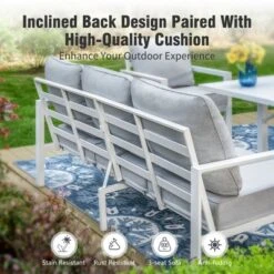 Captiva Designs 5PC Aluminum Outdoor Patio Conversation Set With Ottoman -Furniture GUEST 102d6dd0 df53 4039 aafd 8c8007a0faaf