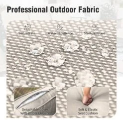 Captiva Designs 7pc Patio Slatted Top Steel Dining Table With Umbrella Hole & Cushioned Armrest Rattan Chairs -Furniture GUEST 10a2ae36 8934 4cf8 9b2c f39942400f11 5