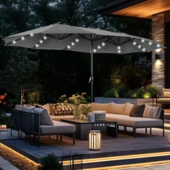 Captiva Designs 15' X 9' Rectangular Outdoor Patio Market Umbrella With Extra Large Base And Sand Bags -Furniture GUEST 10a91522 5a3f 45dd 8e97 b03bbc23e62a
