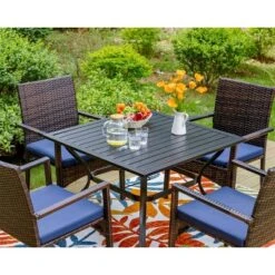 5pc Patio Dining Set With Square Metal Table & 4 PE Rattan Chairs - Captiva Designs -Furniture GUEST 10b0ea39 191f 4e44 aa2b bc83e8d66f1e