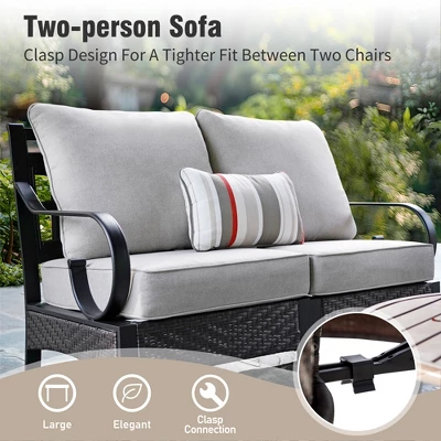 Captiva Designs 12pc Outdoor Half-Moon Sectional Patio Conversation Sets With 2 Round Table For Garden, Poolside, Balcony, Backyard 6 Captiva Designs 12pc Outdoor Half-Moon Sectional Patio Conversation Sets With 2 Round Table For Garden, Poolside, Balcony, Backyard - Image 4