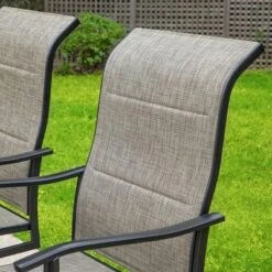 Captiva Designs 7pc Outdoor Slat-top Rectangle Steel Dining Table & Grayish Brown Padded Sling Chairs -Furniture GUEST 11875253 01f6 4664 92bc 39879fdb4c5e 2