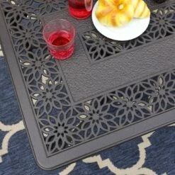 38.6"x23" Rectangular Outdoor Patio Cast Aluminum Coffee Table With Frosted Surface - Captiva Designs -Furniture GUEST 12919caa 1c25 4a7a ab47 5deb6debf35f