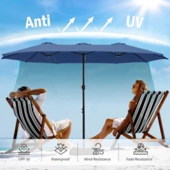 Captiva Designs 9'x15' Rectangular Outdoor Market Umbrella With Crank Handle -Furniture GUEST 12c500b0 5138 4239 b6bb 9d238a152922