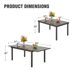 Captiva Designs 9pc Patio Dining Extendable Black Steel Rectangle Table & Textilene Swivel Chairs -Furniture GUEST 1304daaf 4b3e 4d99 8f77 267754afe56e