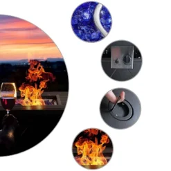 28" Outdoor Gas Fire Pit Table With Lid & Glass - Captiva Designs -Furniture GUEST 13985b97 9abf 4df2 9d5c 5a03324c5e30