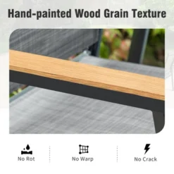 Captiva Designs 5pc Patio Dining Set Steel Frame Table With Umbrella Hole & Gray Textilene Chairs With Wood-like Armrests -Furniture GUEST 13af2148 96ca 4f3c b3bc c43051c51837 1