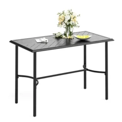 Captiva Designs 1pc Patio Outdoor Dining Rectangle Steel Bar Table With Steel Frame -Furniture GUEST 14313537 b161 45a7 86b4 709ee523df24