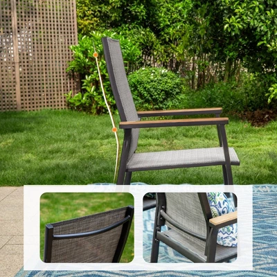 3pc Patio Dining Set With Small Square Side Table & Lightweight Sling Chairs - Captiva Designs: Outdoor Conversation Set 8 3pc Patio Dining Set With Small Square Side Table & Lightweight Sling Chairs - Captiva Designs: Outdoor Conversation Set - Image 6