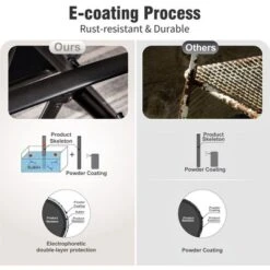 Captiva Designs 9pc Spacious Slat-top Rectangle Metal Table With Umbrella Hole & Textilene Reclining Foldable Chairs -Furniture GUEST 1599386e 34c8 4d10 8f2a 20b3be5c1a3f 6