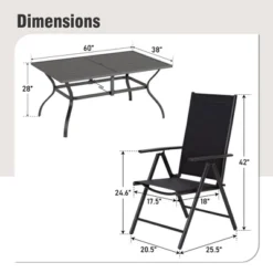 Captiva Designs 7pc Patio Dining Set With Slat-top Rectangle Table & Sling Foldable Chair -Furniture GUEST 15eed009 190e 4739 9ec7 f08b8522c411
