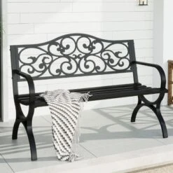 Captiva Designs Two Seat Cast Steel Garden Bench -Furniture GUEST 16adc8eb 153f 4514 b13b a1d568e2955a