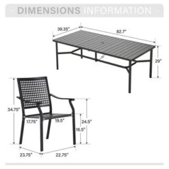 Captiva Designs 9pc Spacious Slat-top Rectangle Metal Table & Steel Stackable Chairs -Furniture GUEST 16ae3d5b 753c 4ed6 84f9 85d06f93182c