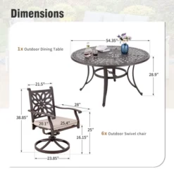 Captiva Designs 7PC Cast Aluminum Patio Dining Set With Round Table & Flower Back Chairs -Furniture GUEST 17c5df50 52e3 40e9 b380 1d036ff4add6