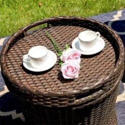 5pc Rattan Conversation Set With Chairs, Ottomans & Storage Side Table - Captiva Designs -Furniture GUEST 18606f33 ff5d 42e1 b5d9 df1cb10f10bb