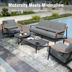 Captiva Designs Outdoor Patio Oversized Modern Luxury Conversation Sofa Set With Extra Thick Cushion And Coffee Table -Furniture GUEST 18e41da4 be64 4f36 9598 1e10e9bcb5dd