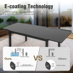 Captiva Designs 1pc Outdoor Patio Expandable Rectangular Steel Dining Table With Two Tabletop Leaves -Furniture GUEST 1957e36b 22c5 4426 92d7 9452d72ef049