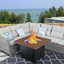 34" Square Outdoor Propane Fire Pit Table With Lid & Fire Glass - Captiva Designs 19 34" Square Outdoor Propane Fire Pit Table With Lid & Fire Glass - Captiva Designs -Furniture GUEST 195f38a3 d501 48f4 8173 4ad2a390da51