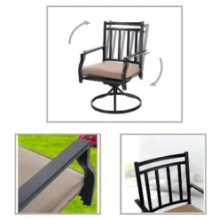 7pc Patio Dining Set With Rectangle Table With 2.6" Umbrella Hole & 360 Swivel Cushioned Arm Chairs - Captiva Designs -Furniture GUEST 19f13da6 0361 4897 8d7a 6ec2868ce687