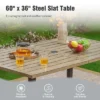 Captiva Designs 6pc Patio Wood-look Slatt-top Steel Table & Metal Chairs & Cushioned Bench -Furniture GUEST 1ad6b74e 8c9c 40c1 9509 4a8bb4205ea6 4