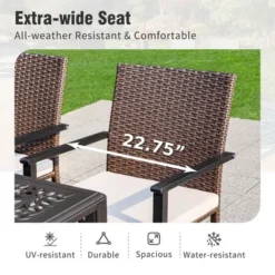 Captiva Designs 9pc Patio Rectangle Expandable Metal Dining Table & Rattan Chairs With Removable Cushions -Furniture GUEST 1b0fd993 ef1e 4fb2 9d4f 74c7fdf0342a 1