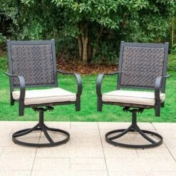 Rattan Wicker 360 Swivel Patio Dining Chairs - Captiva Designs