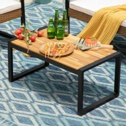 Captiva Designs 4pc Conversation Set: Rattan Loveseat, Coffee Table, Weather-Resistant -Furniture GUEST 1bd1d8fe 4c27 4e3e 9bc4 73908b8d2625