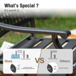 Captiva Designs 7pc Outdoor Patio Dining Slat-top Rectangle Steel Table & Swivel Metal Chairs With Cushions -Furniture GUEST 1c656ce0 2592 414a bcd6 64ece6842c9c 10