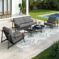 Captiva Designs Outdoor Patio Oversized Modern Luxury Conversation Sofa Set With Extra Thick Cushion And Coffee Table -Furniture GUEST 1c69b139 83fa 4d35 b44d 32e4cbb7c2cd