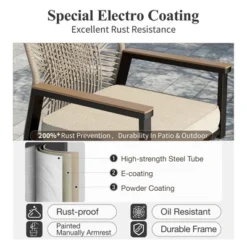 Captiva Designs 7pc Patio Dining Slat-top Steel Table & Beige Rattan Chairs With Cushions -Furniture GUEST 1ccd60cb 04ee 409a ac03 63b0dc0feca7 1