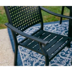 7pc Outdoor Dining Set With Steel Chairs & Large Metal Rectangle Table With Umbrella Hole - Captiva Designs -Furniture GUEST 1ce9b9df 54d9 4ed3 9fb9 37d547b7fdc6