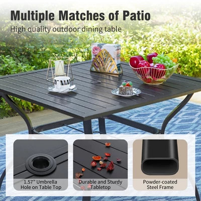 Captiva Designs 5pc Outdoor Patio Dining Set With Slat-top Table & Textilene Swivel Chairs 9 Captiva Designs 5pc Outdoor Patio Dining Set With Slat-top Table & Textilene Swivel Chairs - Image 7