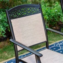 7pc Outdoor Dining Set With Sling Chairs & Metal Rectangle Table With Umbrella Hole - Captiva Designs -Furniture GUEST 1e3e8505 c86c 420a ae2f 703d6cf63147