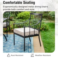 Captiva Designs 7pc Patio Dining Set With Rectangle Steel Table & Stylish Arm Chairs With Cushions -Furniture GUEST 1e5a3981 04f8 412f 8ae7 2c5bf158b653 3