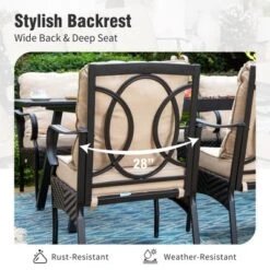 Captiva Designs 7pc Patio Dining Set With Rectangle Steel Table & Rattan Metal Arm Chairs -Furniture GUEST 1ec1727e cec3 4b6e a835 ffd1fb37d337 4