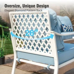 Captiva Designs 4pc Extra Large Metal And Rattan Outdoor Patio Conversation Set With Grid-back Armchairs And Table -Furniture GUEST 1f1bd6ac 3991 4637 aba4 a5a3bdce6176 1