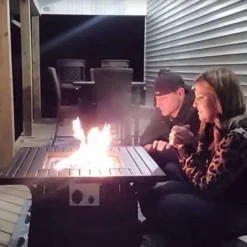 5pc Patio Dining Set With 28" Square Gas Fire Pit Table & Swivel Arm Chairs - Captiva Designs: Outdoor Seating, Rust-Resistant -Furniture GUEST 1f438e3a 50fd 4a14 9e78 a7e626f5da9f 1