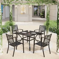 5pc Patio Dining Table & Chairs - Black - Captiva Designs: Outdoor Furniture Set With Steel Frame -Furniture GUEST 1f56c5ee 6af7 472c b8de d11a2b542b5b