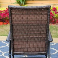7pc Outdoor Dining Set With 7 Position Adjustable Wicker Chairs & Metal Rectangle Table With Umbrella Hole - Captiva Designs -Furniture GUEST 1fd07b12 db26 4358 aa26 7ff2950e1bd3