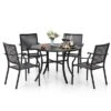 5pc Outdoor Dining Set With Metal Slat Round Table With Umbrella Hole - Captiva Designs 2 5pc Outdoor Dining Set With Metal Slat Round Table With Umbrella Hole - Captiva Designs -Furniture GUEST 201f8afc d265 4394 91c3 d428b9c5f511