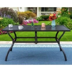 7pc Outdoor Dining Set With 7 Position Adjustable Chairs & Metal Frame Table With Umbrella Hole - Captiva Designs -Furniture GUEST 209083eb 0616 4590 bda0 a089c51d8fa8 1