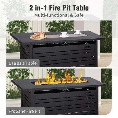 Captiva Designs 4pc Outdoor Wicker Patio Fire Pit Set With Armchairs For Poolside, Backyard 5 Captiva Designs 4pc Outdoor Wicker Patio Fire Pit Set With Armchairs For Poolside, Backyard - Image 3