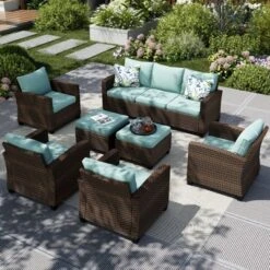 Captiva Designs 7pc Outdoor Patio Wicker Conversation Set With 4Cushioned Single Sofas For Garden Poolside Backyard -Furniture GUEST 21860093 8a41 47f1 af60 dab82fe2a07b
