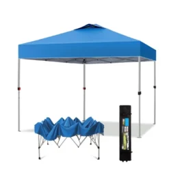 Captiva Designs 10’ X 10’ Outdoor Pop-Up Canopy Tent - Portable Sun Shelter For Camping & Events (Blue)